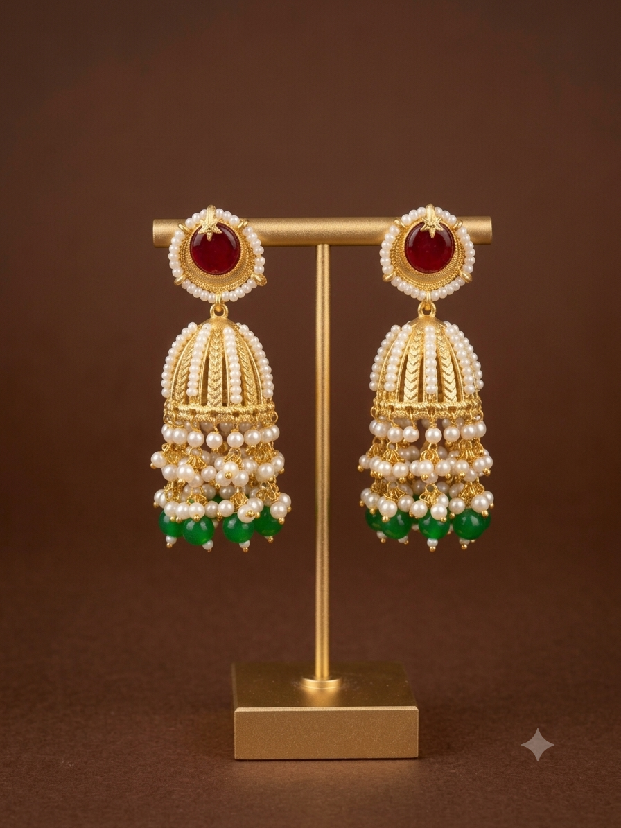 Neelam Premium Jhumka with Beads