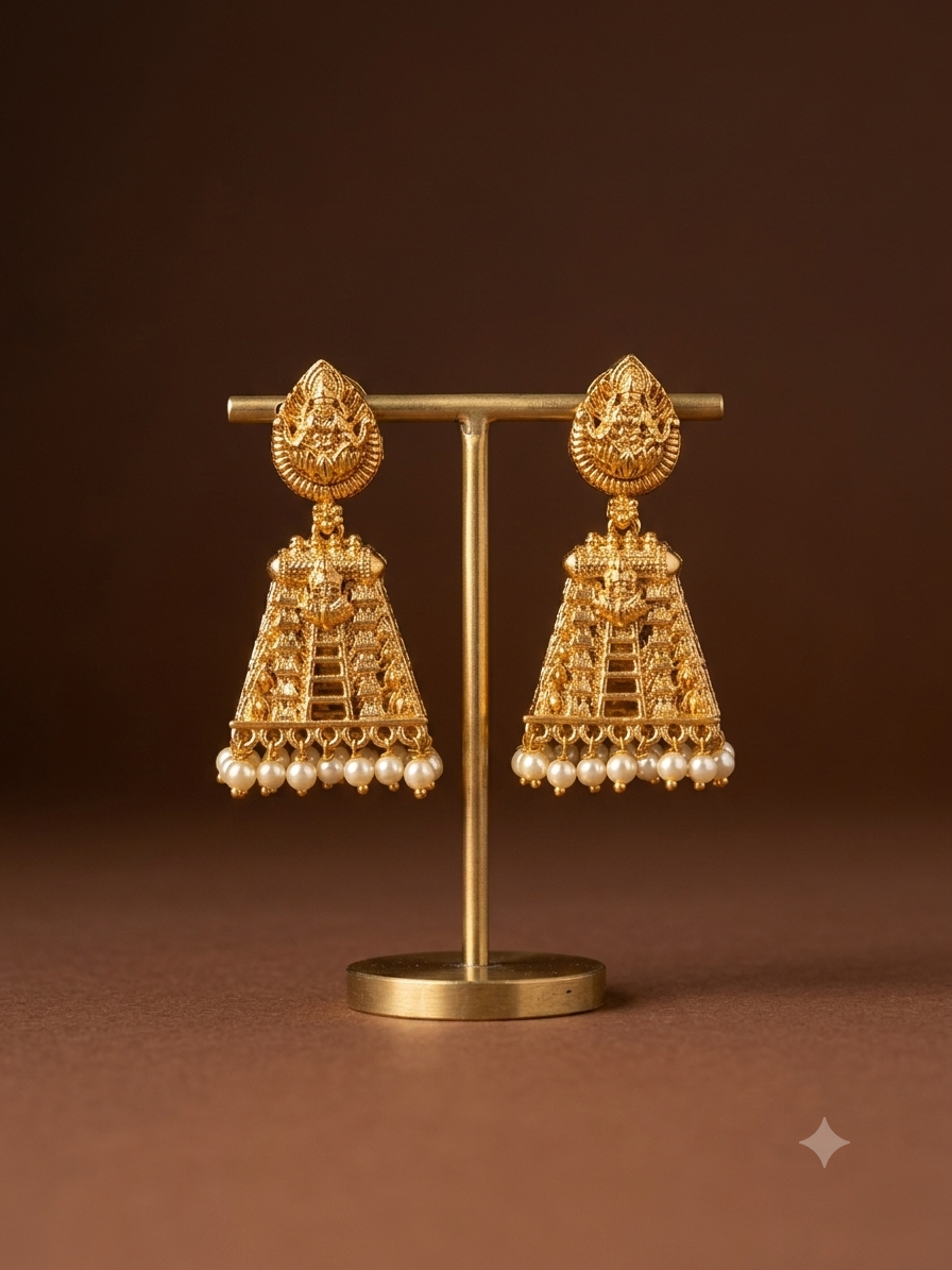 Gopura Temple Design Jhumka