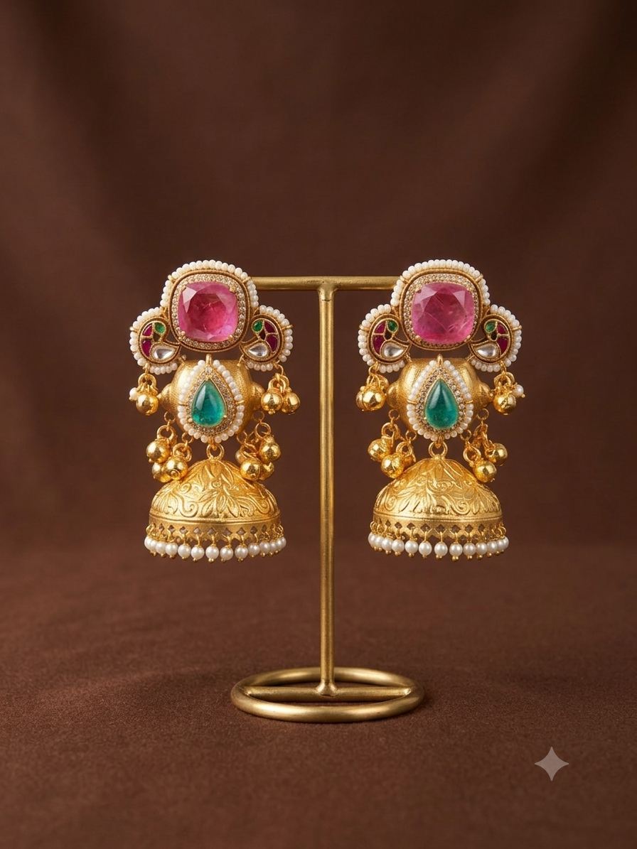 Leela Premium Jhumka with Stone